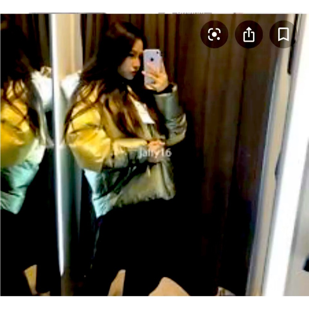 Zara Golden Metalic Colour Block Puffer Coat L. New without tag.